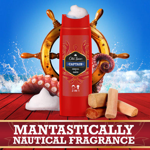 Old Spice Captain Shower Gel and Shampoo for Men - 2-in-1 Shower Gel + Shampoo, Pack of 6 (6 x 250 ml)