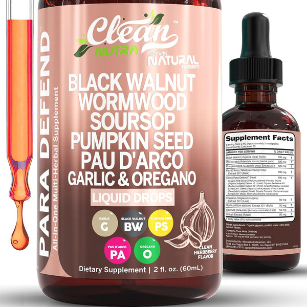 para Defend Wormwood Black Walnut Cleanse for Humans Drops Liquid Soursop Garlic