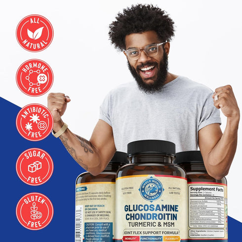 Glucosamine Chondroitin MSM Turmeric Boswelia - Joint Support Supplement for Inflammatory Response, Occasional