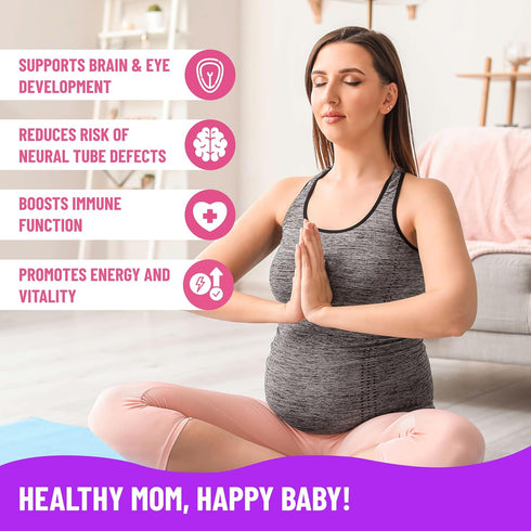 Mama's Select Prenatal Vitamins with Vegan DHA Fish-Free, No Fish Burps, Allergen-Free, MTHFR Support, Methylated