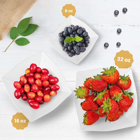 R-kay 6 Pack Square Plastic Serving Bowls - White Plastic bowls 32 Oz - Salad Bowls Large Serving - Premium White Disposable bowls Heavy Duty For Weddings Catering And Birthday parties by R-kay