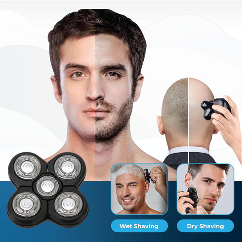 Shaver Replacement Blades, Compatible with Flex Series Electric Razor, 5 Blades Shaver Replacement Heads for Bald Men