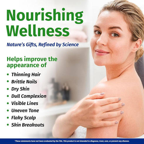 1 Body Hair Skin and Nails Vitamins with Biotin – 60 Vegan Capsules – 26 Vitamins, Minerals and Herbal Extracts