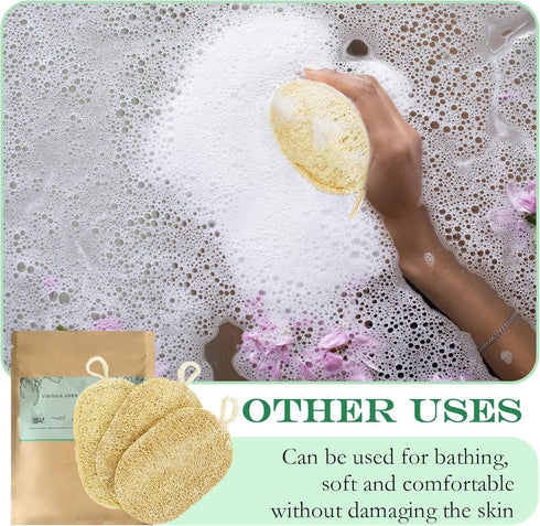 Natural Loofah Dish Sponge, Biodegradable Cellulose Loofah Scrub Sponge, Dual-Sided Non-Scratch for Kitchen & Bathroom