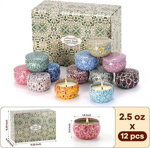 obisesio Set, 12 Pack 2.5 oz Scented Candle Candles Gift for Home Scented, Aromatherapy Candle Gift, Long Lasting Soy