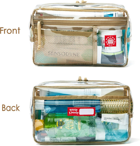 Rough Enough Clear Toiletry Bag for Traveling Women, Large Stiff Makeup Cosmetic Organizer for Travel Size Toiletries