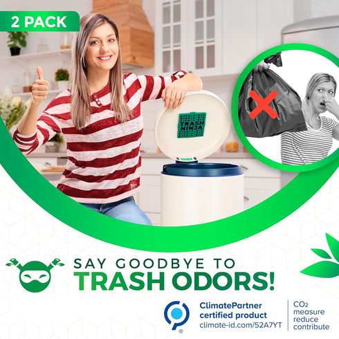 Trash Ninja Trash Can Deodorizer, 2 Pack, Odor Eliminator for Indoor Trash Cans Up to 10 Gallons