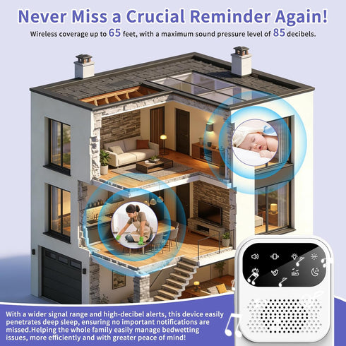 MIRAIWATIMO 2026 8 Upgraded Wireless Bed Wetting Alarm for Boys & Girls and Older Kids, Bedwetting Alarm with Modes