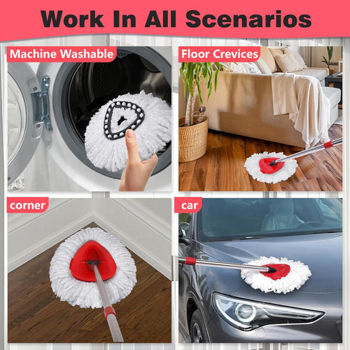 Mop Replacement Heads Combo for Ocedar Easywring 1-Tank System, 2 Pcs & 1 Scrub Brush, Microfiber Spin Mop Replacement