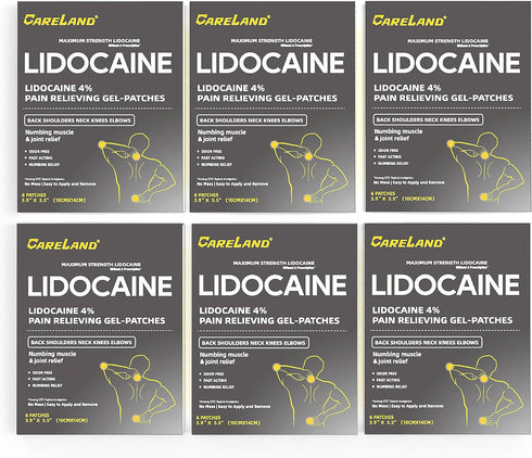 CARELAND 4% Lidocaine Patches, 36 Count Maximum Strength Pain Relief for Back, Neck, Knee, and Joint Pain