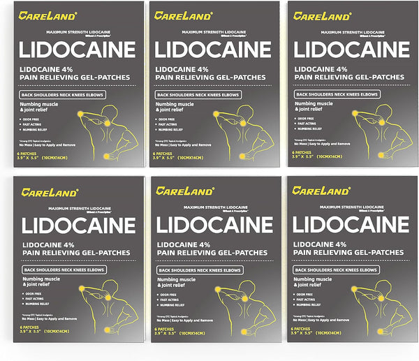 CARELAND 4% Lidocaine Patches, 36 Count Maximum Strength Pain Relief for Back, Neck, Knee, and Joint Pain