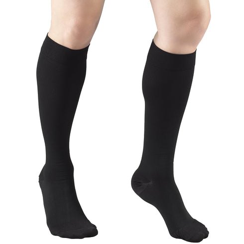 Truform Short Length 20-30 mmHg Compression Stockings for Men and Women, Black, Small