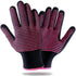 Teenitor 2 Pcs Heat Resistant Gloves with Silicone Bumps, Professional Mitts for Hair Styling, Rose Red