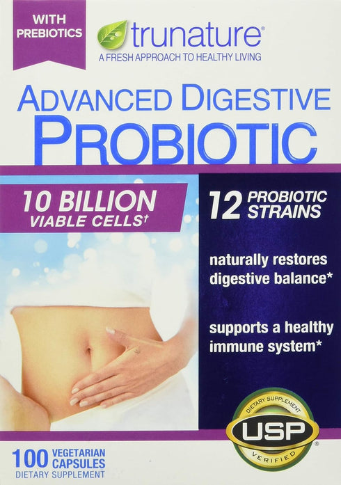Trunature Advanced Digestive Probiotic, 100 Count, White