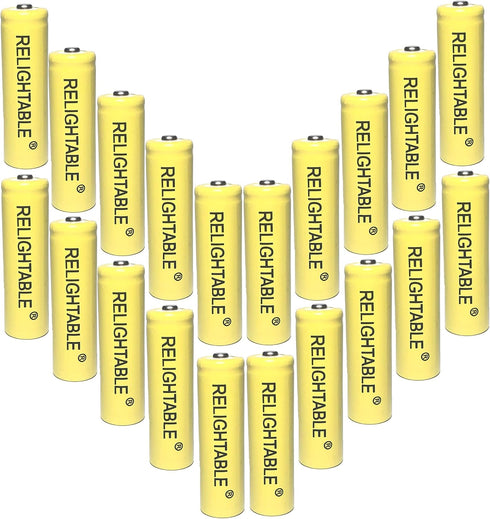 AA NiCd 600mAh 1.2V Rechargeable Batteries for Solar Garden Lights, Pack of 20