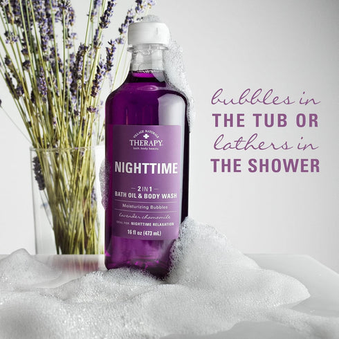 Village Naturals Therapy Foaming Bath Oil and Body Wash, Nighttime Relief, 16 oz, Pack of 2