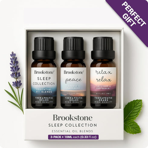 Set 3-Pack 10ml Brookstone Essential Oil Blends Sleep Collection | Organic Essential Oil for Aromatherapy Diffuser