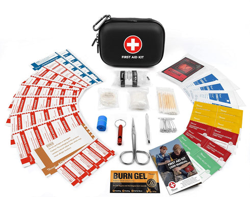 Mini First Aid Kit, 100 Pieces Water-Resistant Hard Shell Case for Travel, Outdoor, Home, Office