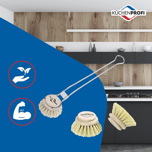 Kuchenprofi Classic Dishwashing Brush with 2-Pack Replacement Refill