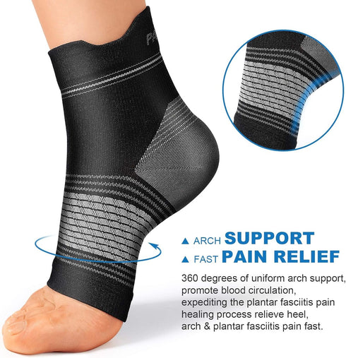 Plantar Fasciitis Sock (6 Pairs) for Men and Women, Compression Foot Sleeves with Arch and Ankle Support (Black)