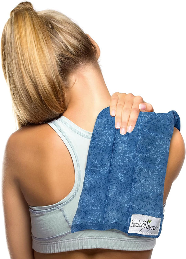 SacksyThyme Microwave Heating Pad for Back, Neck, Menstrual Cramps, Hot Moist Microwavable Therapy Pack - Blue