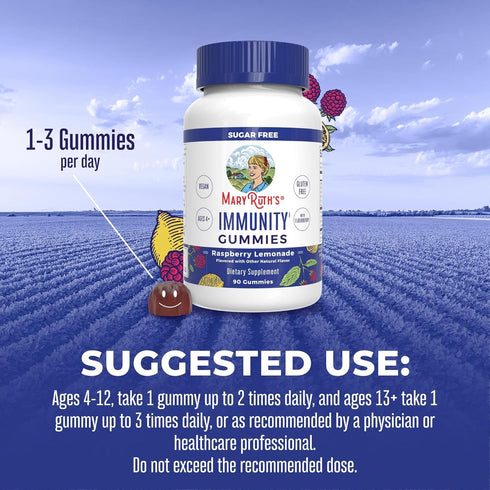 MaryRuth Organics Sugar Free Immunity Gummies, 90ct | Powerful Blend with Elderberry, Vitamin C, Zinc, D3 & Echinacea