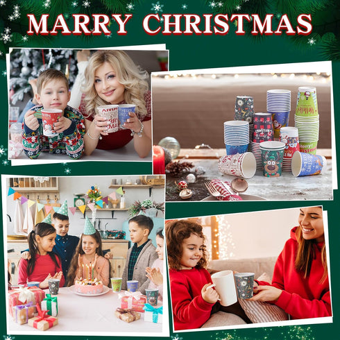 Sigilyer 120 9oz 10 Pcs Christmas Disposable Paper Cups Coffee & Tea Cup with Holiday Designs Christmas Hot Chocolate