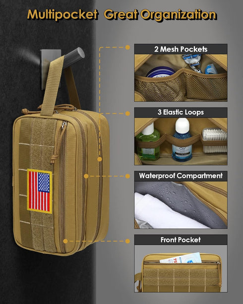 TACTICISM Toiletry Bag for Men, Dry Wet Separate Travel Bag, Tactical Molle Dopp Kit for Large Capacity Travel