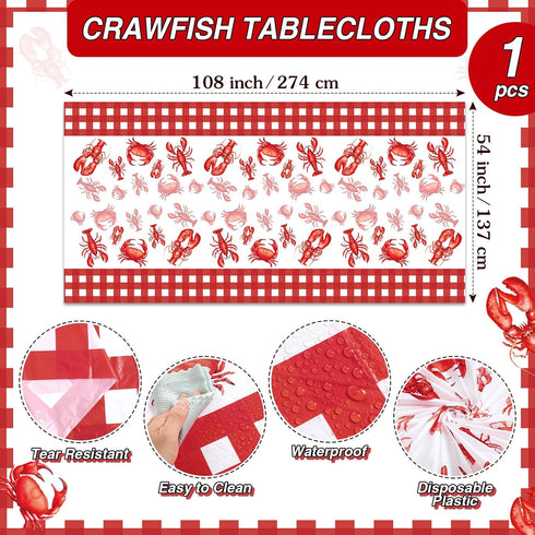 Set Crawfish Boil Party with Table Cover, Gloves & Bibs