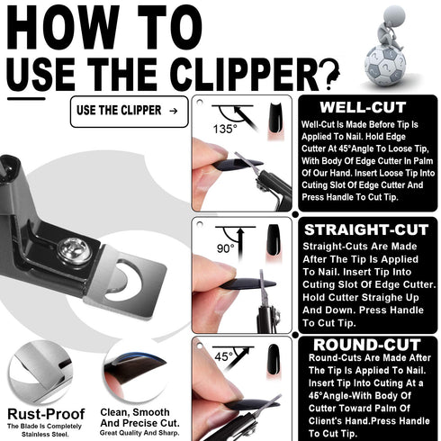 Nail Tip Clipper Edge Cutter Adjustable Stainless Steel Trimmer for Salon Home Art, Beauty Design DIY