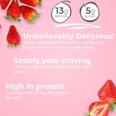 Power Crunch Protein Wafer Bars, High Protein Strawberry Crème Snacks, 1.4 Ounce (12 Count)