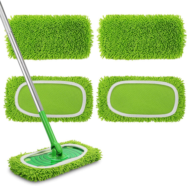 Set of 4 Reusable Microfiber Mop Pads, Compatible with Swiffer Sweeper, Washable Wet Mopping Cloth Refills