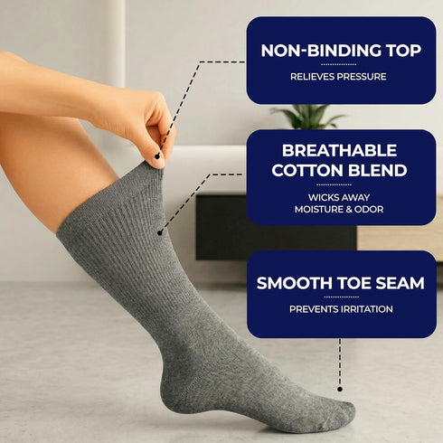 Knit Unit 6 Seamless Ankle Diabetic Socks for Women & Men, Pairs Wide Non Binding Quarter Edema Neuropathy for Swollen