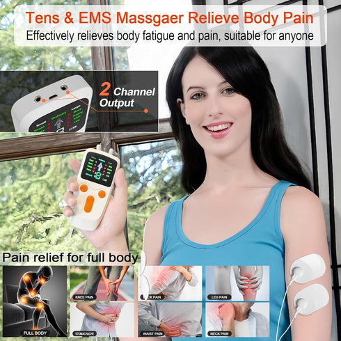 Pawfan TENS Unit EMS Muscle Stimulator, Dual Channel Muscle Stimulator Machine for Back Neck Shoulder Pain Relief