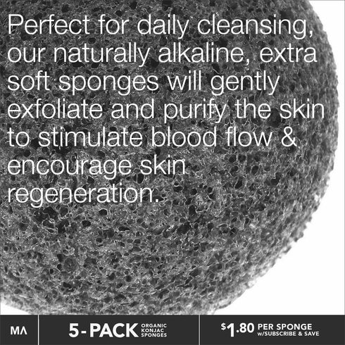 Minamul 5 Pack Konjac Exfoliating Organic Facial Sponge Set, Gentle Daily Face Scrub for All Skin Types