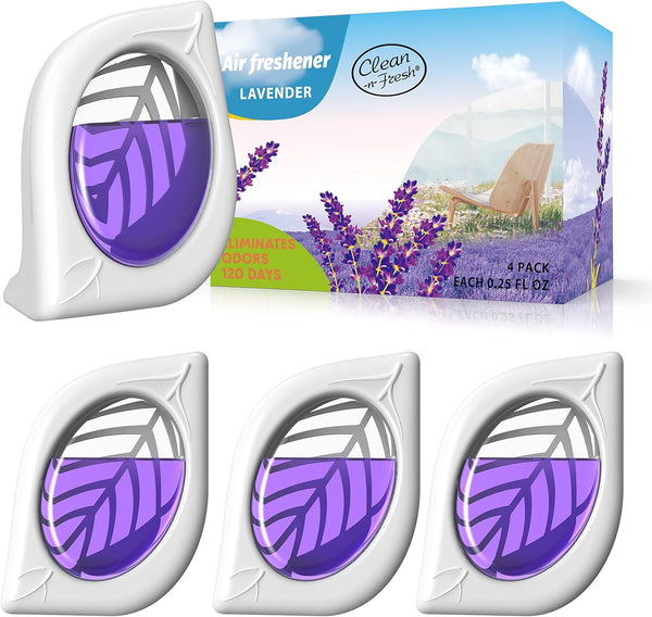 Air Freshener for Home, 4 Pack, Lavender Essential Oils, Odor Eliminator for Small Areas, Up to 120 Days