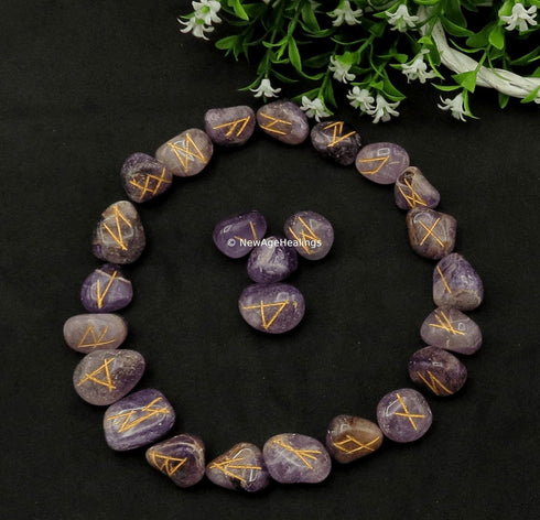 Amazing Gemstone Amethyst Runes - Crystal Runes Set of 25 Engraved Rune Stones with Runes Book PDF