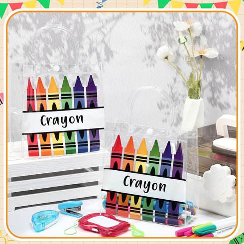 Supervitae 36 8 8 3.15 Inch Pcs Graduation Crayon Gift Bags Bulk with Handle Plastic Clear Goodies Treats Totes for End