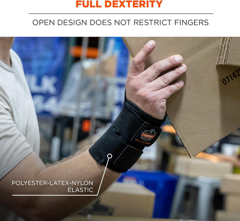 Ergodyne ProFlex 4010 Double-Strap Left Wrist Support, Small, Black