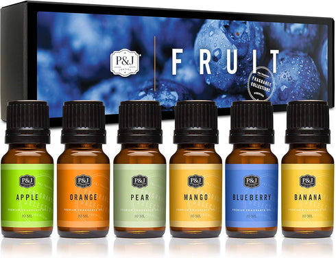P&J Trading Fragrance Oil Fruit Set, Orange, Mango, Apple, Blueberry, Banana, Pear