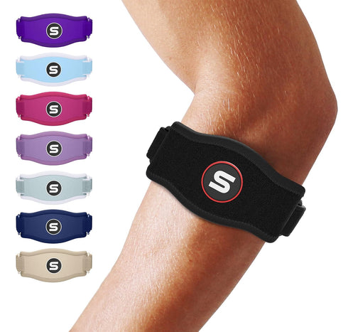 Sleeve Stars Elbow Brace for Men & Women, Tendonitis & Golfers Elbow Support with 3 Straps for Pain Relief, Black