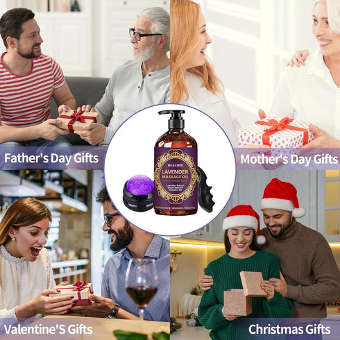 INALIER Massage Oil for Massage Therapy,Lavender Oil with Massage Roller Ball & Thumb Saver,SPA Relaxing Oi