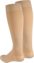 NuVein Medical Compression Stockings, 15-20 mmHg Support for Women & Men, Knee Length, Closed Toe, Large Beige