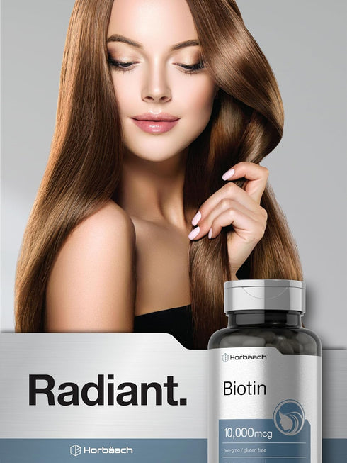 Horbaach Biotin 10000 mcg | 200 Softgels | Vitamin B7 Supplement, Non-GMO & Gluten Free