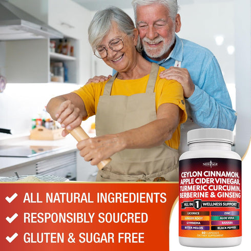 Ceylon Cinnamon 3000mg, Turmeric 3000mg, Apple Cider Vinegar 3000mg & More - 120 Count