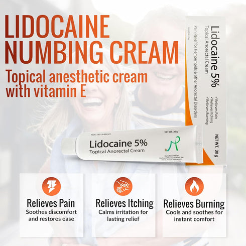 MOHNARK 30 Maximum Strength Lidocaine Hemorrhoid Treatment Cream for External and Internal Hemorrhoids Treatment Burn