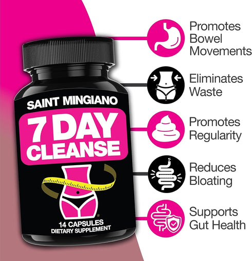 7 Day Cleanse Program, Colon Detox with Natural Laxative for Constipation & Bloating, Extra-Strength Senna Leaf