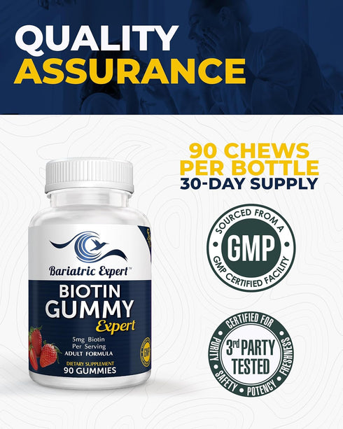 Bariatric Expert Biotin Vitamin, Fast-Melting Dietary Supplement for Adults Post Bariatric Surgery, 90 Count