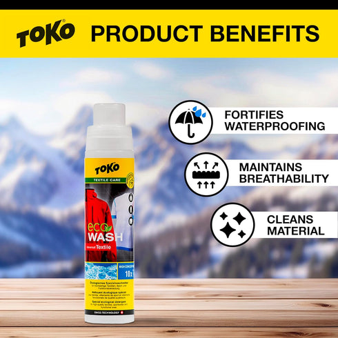 TOKO ECO Textile Wash, 250ml Detergent for Outdoor Apparel, 8-10 Washes per Bottle