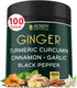 5in1 Ginger Supplement 7550mg - 100 Vegan Capsules for Digestion, Immune & Heart Health